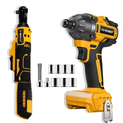 Combo de herramientas eléctricas atornillador de impacto inalámbrico/llave de trinquete para batería Dewalt de 20 V Foto 1 de 4