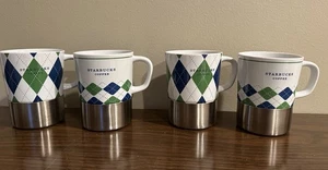 Starbucks 2006 Edelstahl-Argyle Diamond Blau Grün Kaffeebecher 4er Set - Bild 1 von 3