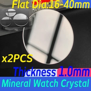 16mm-40mm Flat Round Mineral Glass 2X 1mm Watch Crystal Replacement Repair Parts - Picture 1 of 9