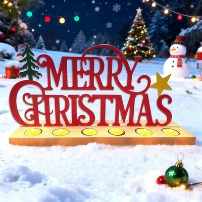 Metal Merry Christmas Sign, Table Decoration with 18 Pcs  - Image 1 of 4