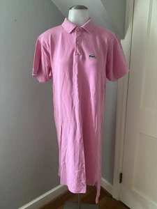 Women’s Vintage IZOD Lacoste Pink Polo Midi Dress Collared Logo Embroidery - Picture 1 of 20