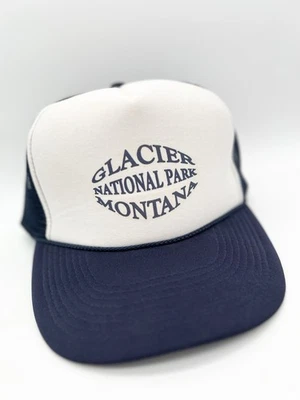 Sombrero de Camionero Montana Parque Nacional Glaciar Años 90 De Colección Azul Marino Blanco Malla Snapback Foto 1 de 4