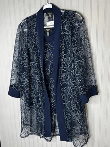 R&M Richards Chaqueta Tanque Conjunto Mujer 20W Azul Marino Plata Encaje Noche 2 Piezas 1326W - Imagen 1 de 23