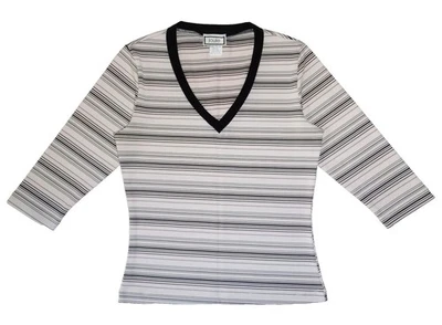 CAMISA TOP ELÁSTICA GRUNGE INDIE *JOULE* RAYAS CUELLO EN V 3/4 SLV DE COLECCIÓN Y2K AÑOS 90 Jrs L Foto 1 de 4