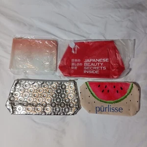 Lot of 4 Mixed Zipper Makeup & Cosmetic Bags - Ulta, Clinique, Purlisse - Picture 1 of 2