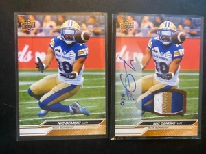 Nic Demski (U of Manitoba) - 2024 Upper Deck CFL "Game Patch Auto" & "Base" #57 - Foto 1 di 2