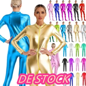DE Damen Overall Club Trikot Metallisch Catsuit Sport Bodysuit Cosplay Kostüme - Bild 1 von 133