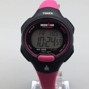 Timex Ironman Triathlon Watch Women 34mm Black Pink Indiglo 10 Lap New Battery e - Picture 1 of 15