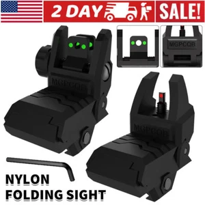 Folding Tactical Back Up Iron Sight Flip Up Front Rear Sights Set Picatinny Rail - Picture 1 of 12