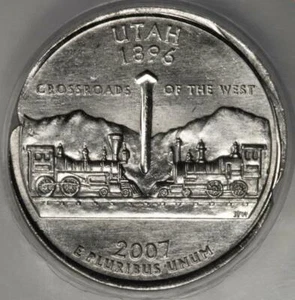 2007 ANACS MS65 Struck on Defective Damaged Planchet Utah Quarter Mint Error - Picture 1 of 4