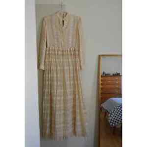 Vintage High Neck Lace Long Sleeve Lace Dress Size Medium