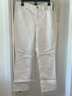 Pantalones de mezclilla SUSAN GRAVER color regular pierna recta tobillo BLANCO talla 6 Foto 1 de 2