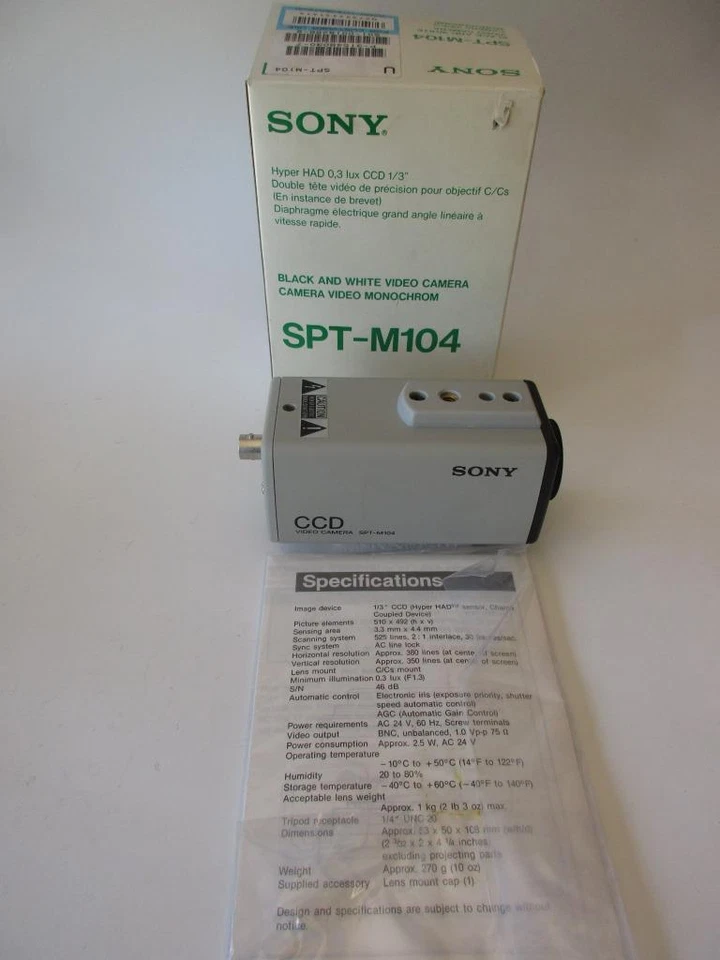 Cuerpo de cámara de video de seguridad CCD blanco y negro Sony SPT-M104 24 vac Nuevo de Lote Antiguo Foto 1 de 1