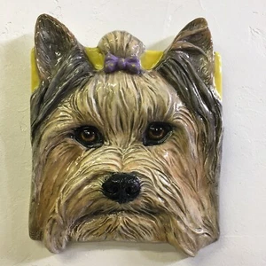 YORKSHIRE TERRIER Dog Ceramic Tile Handmade 3d Pet Portrait Sondra Alexander Art - Picture 1 of 4