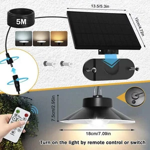 Solar Hängelampe LED Pendelleuchte Solarlampe Industrie mit Fernbedienung Garten - Bild 1 von 12
