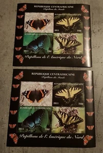 REPUBLIQUE CENTRAFRICANE BUTTERFLIES PAPILLONS 2 M/ SHEETS PERF&IMPERMNH - Picture 1 of 1