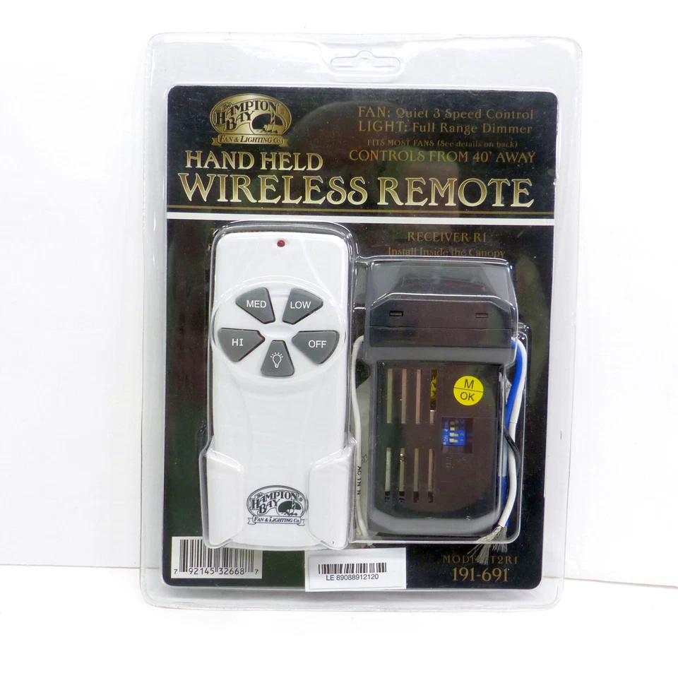Hampton Bay Model T2R1 191-691 Handheld Wireless Fan Remote