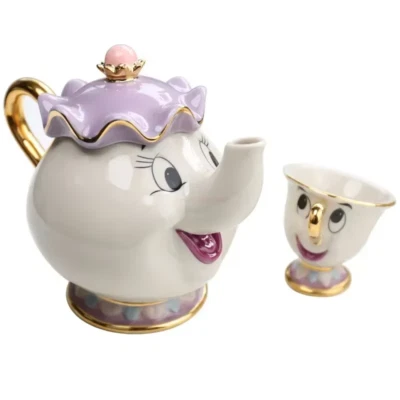 teiera e tazza  personaggi la bella e la bestia,replica ,regalo bambina ,natale - Immagine 1 di 4