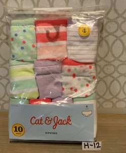 🎥 Cat & Jack Cotton Hipsters 10 Pack, ( Size 4 ) Set Of 2 Packages 🆕 - Picture 1 of 3
