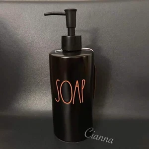 Rae Dunn Black Soap Dispenser w/ Halloween Orange Lettering - Picture 1 of 1