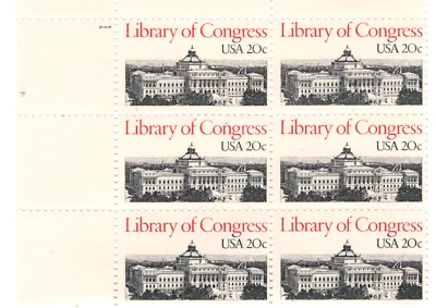 Six #2004 -20¢ Library of Congress Issue - MNH Plate Block 4 plus 2 1982 - Image 1 of 2