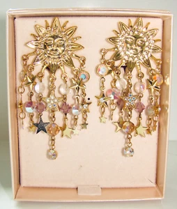 NEU Himmlische Sonne Aurora Strass KIRKS FOLLY Vintage Clip-On Ohrringe Gold - Bild 1 von 4