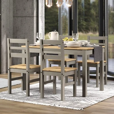 Premium Corona Grey Solid Linea Large Dining Table & 4 Linea Back Chairs Set - Image 1 of 4
