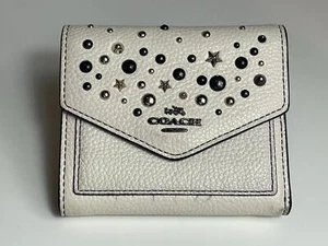 COACH Bifold Wallet Leather Star Rivets White Women's 86747 - Picture 1 of 12