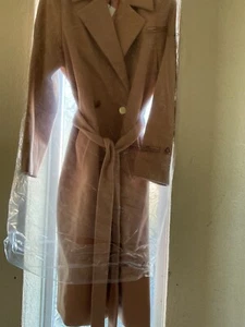 Brandneu Lipsy/Next neutral zweireihiger Wickelmantel Größe 14 braun Farbe - Bild 1 von 24