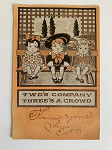 Vintage Postkarte Three Children Two’s Company Three’s A Crowd Komisch Lustig - Bild 1 von 5