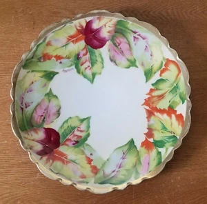 Vintage Raymonds O & E G Royal Austria Porcelain 9 5/8-Inch Plate w/ Leaf Design - Imagen 1 de 10