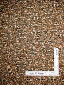 Roof Shingles Novelty Fabric Slat Shingle Brown Wilmington Sleigh Ride By Yard - Picture 1 of 1