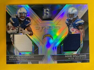D54627 	2017 Panini Spectra Synced Swatches #15 Mike Williams Melvin Gordon /199
