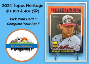 2024 Topps Heritage Short Print SP # 1 - 100, #407 -You Pick / Complete Your Set - Picture 1 of 101