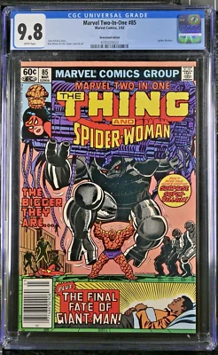 Marvel Two-In-One #85 CGC 9.8 NEWSSTAND (Marvel 1982) The Thing Spider-Woman app - Image 1 of 4