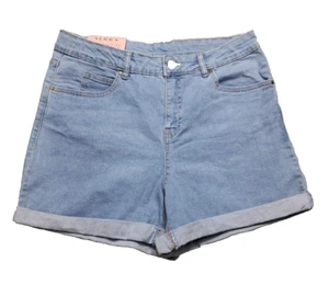New Serra Shorts Womens Sz 10 Denim Blue Jean Stretch Mid-Rise Mom Cuffed - Picture 1 of 11