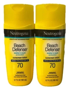 2-Neutrogena Beach Defense Sunscreen Lotion SPF 70 Water Resistant 6.7 Oz Each - Picture 1 of 1