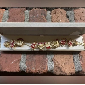 GALLERY DESIGN vintage Christmas bracelet Estate Rare Unique Santa - Picture 1 of 2