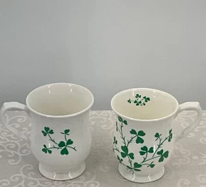 Juego/2 tazas de porcelana de hueso fino St. George diseño trébol verde - Imagen 1 de 7
