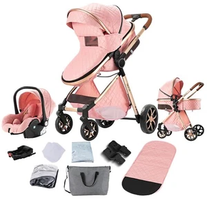 3 in 1 Baby Stroller  Car Base with Isofix Safety Baby Car Seat Base Super Pink - Picture 1 of 24