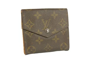 Louis Vuitton Monogram Leather Brown Bifold Envelope Wallet Purse France Used - Picture 1 of 15