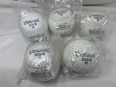 5 Diamond 12" Softball White Poly Graphite Core ASA 50-94 .50 C.O.R. Leather Cvr - Изображение 1 из 4