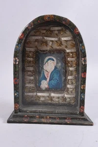 C04U98- Barock Klosterarbeit Schmerzensmadonna Gouache Malerei 18.Jh - Bild 1 von 12