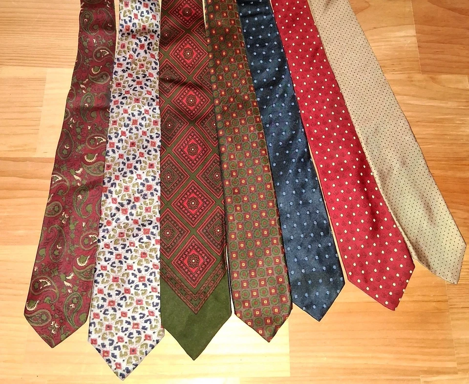 Corbata SILK SKINNYLOT 7x Vintage Columpio Abstracto Paisley Medallón Geométrico Foto 1 de 4