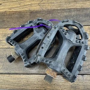 Vintage HTI-861 Bicycle Pedals Pair 9/16 MTB Old School BMX 3PC 80s 90s GT - Picture 1 of 10