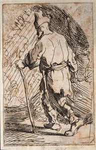 After Rembrandt - The Flight into Egypt - Antique Engraving / Etching - Picture 1 of 5