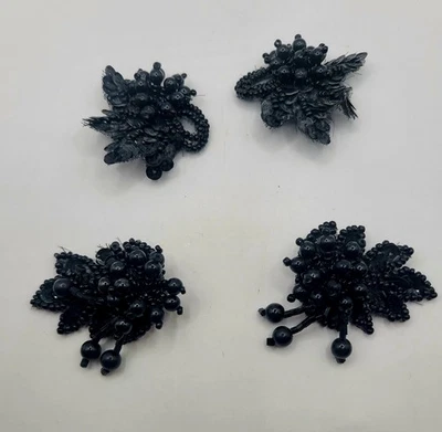 2 пары винтажных клипс для обуви из черного бисера стеклянные акриловые бусины блестки серебристые клипсы  - Изображение 1 из 4