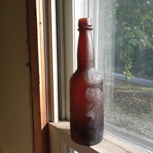 1870s L.G.CO (LINDELL GLASS CO) APPLIED LIP AMBER ST.LOUIS BEER BOTTLE - Picture 1 of 7