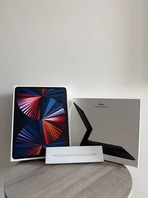 Apple iPad Pro 5th Gen 128GB, Wi-Fi, 12.9 in - Space Grey + Keyboard & Pencil - Image 1 of 4