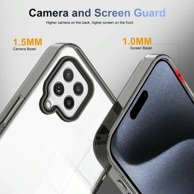 Custodia ibrida trasparente antiscivolo 2,5 mm per Samsung Galaxy A22 4G nera - Immagine 1 di 4